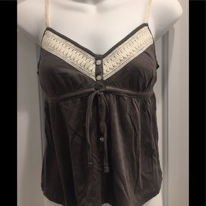 Army Green & Cream Spaghetti Strap Summer Top